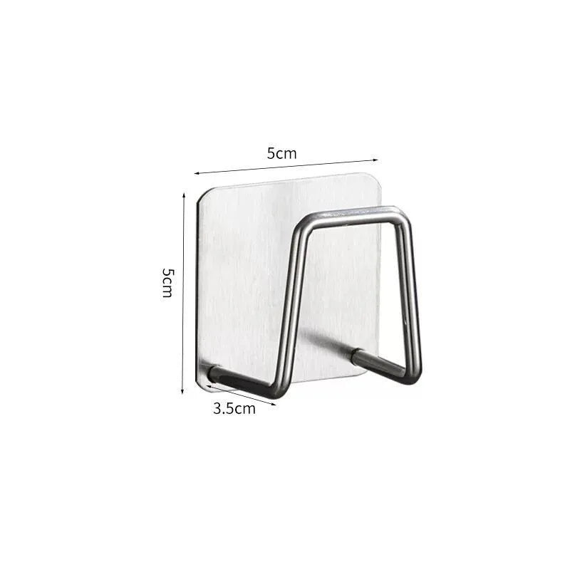 support mural réutilisable acier inoxydable adhésif moderne éponge brosse planche découpe minimaliste cuisine argenté
