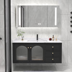 meuble salle bain bois massif vasque miroir armoire murale blanc moderne robinet