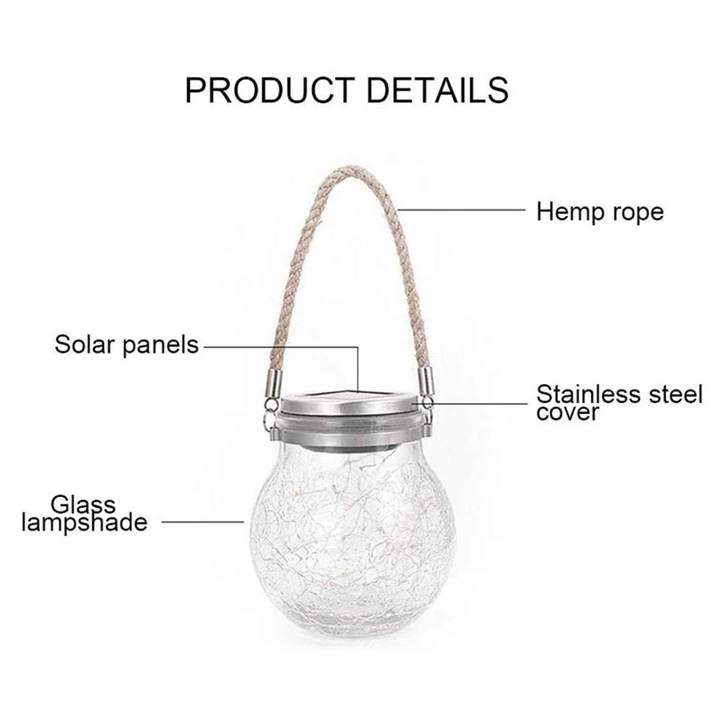 lampe solaire verre craquelé transparent argentée moderne extérieure patio jardin led ip65