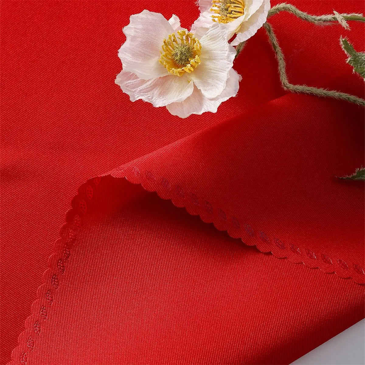 serviettes table rouge bordeaux scalloped bordure coton polyester qualité supérieure classique lavables maison restaurant