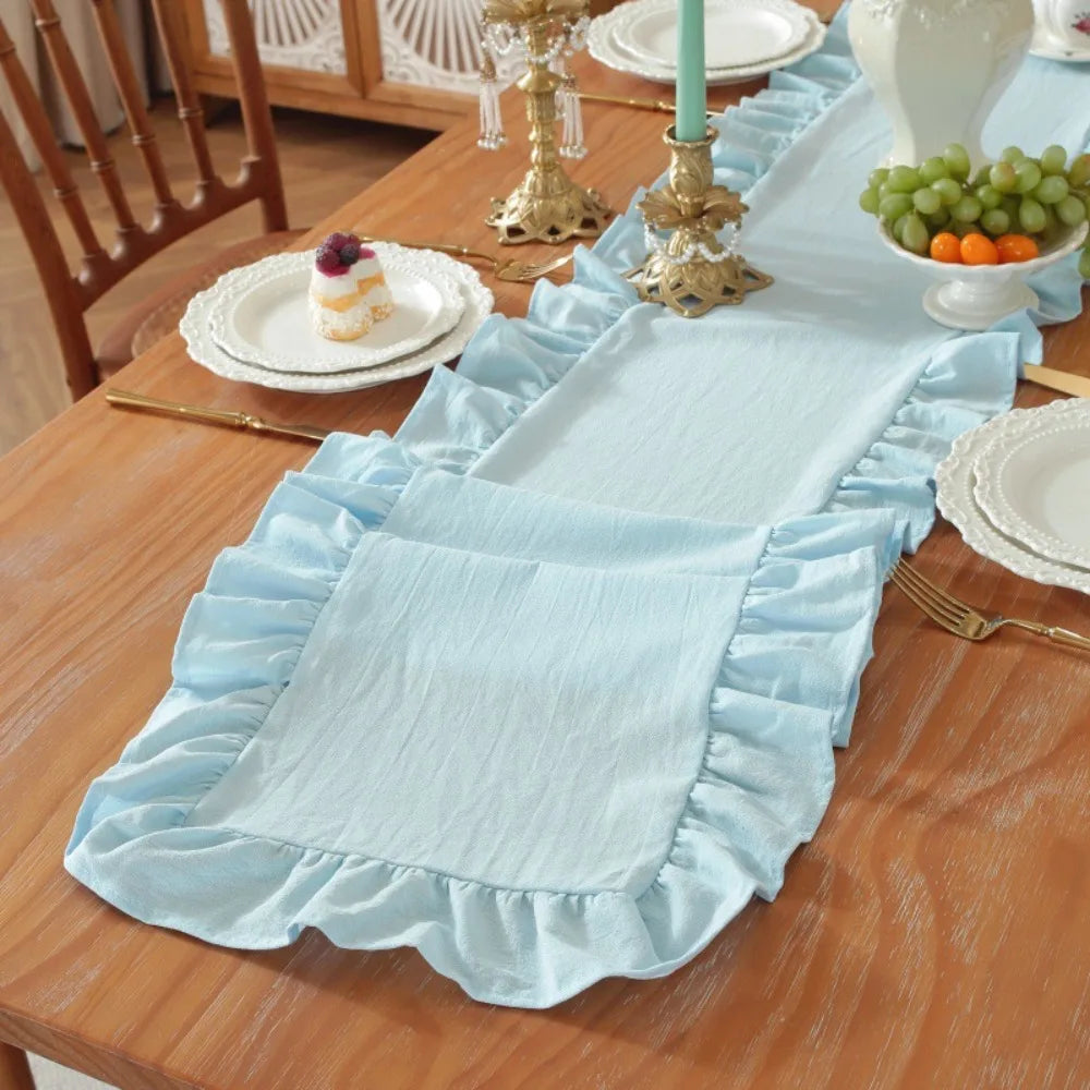 chinois table rectangulaire bleu clair rose vif blanc doux classique antidérapant coton polyester fêtes