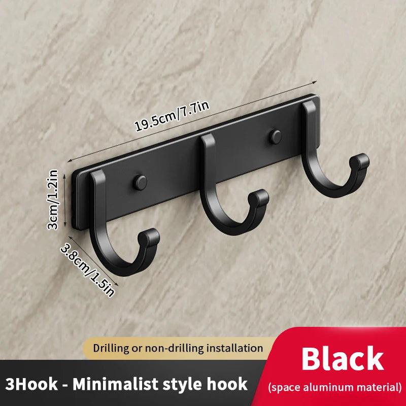 porte serviettes moderne adhésif noir minimaliste crochets aluminium multifonctionnels cuisine maison entree