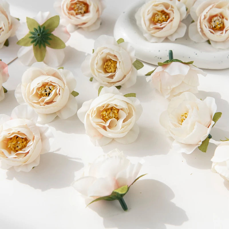 fleurs artificielles pivoine roses feuilles vertes decoration mariage anniversaire intérieur classique multicolore