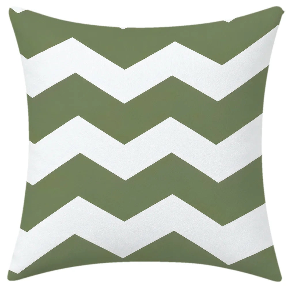 lot housses coussin vert clair motifs géométriques modernes salon maison