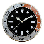 horloge murale quartz lumineuse marin cadran noir aiguilles colorées lunette graduée