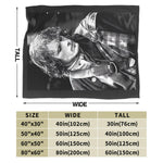 couverture noire blanche personnages détails texturés polyester portable hiver utilisation voyage camping hospitalière moderne