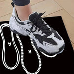 tapis squat noir blanc rose motifs chaussures pratique sportif yoga pilates exercices jambes hanches