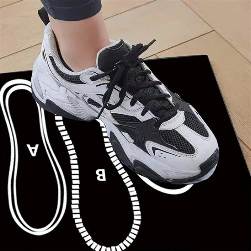 tapis squat noir blanc rose motifs chaussures pratique sportif yoga pilates exercices jambes hanches