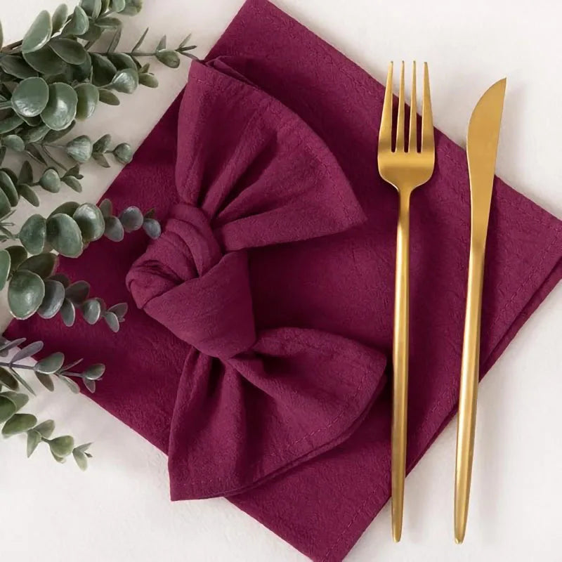 serviette table coton rose violet ruban jute décoration mariage fête rustique moderne