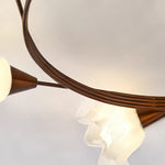 luminaire abatjours floral translucide structure métallique marron blanc décoratif lumières