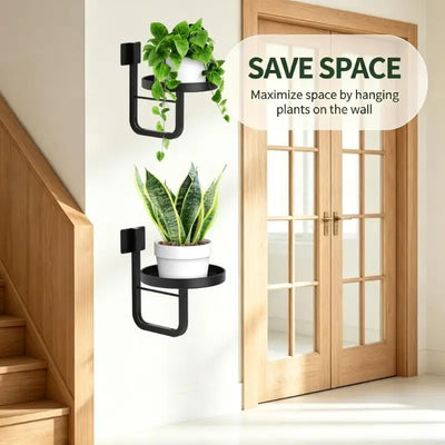 porte plantes mural noir minimaliste vis pot blancintérieur modernestyle plat lisse