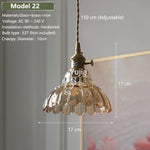 suspension lumineuse vintage transparente relief doré éclairage rétro chambre salon