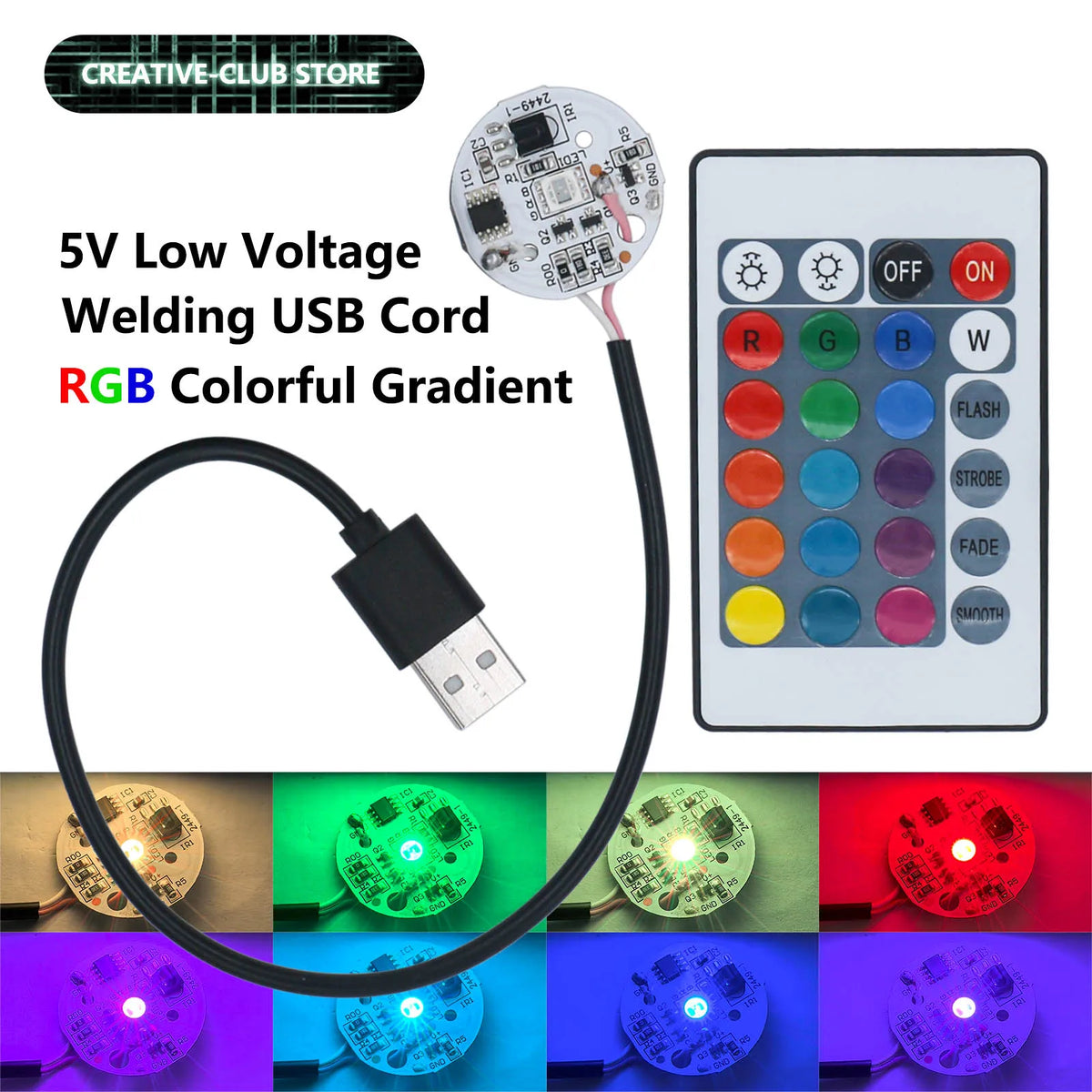 Plaque LED multicolore blanc noir rouge verte bleue télécommande câble USB circulaire moderne
