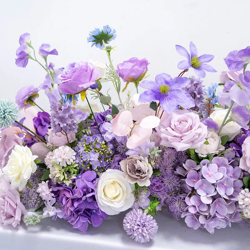 guirlande florale artificielle violette décoration mariage anniversaire extérieur moderne 40x225cm transparente festive
