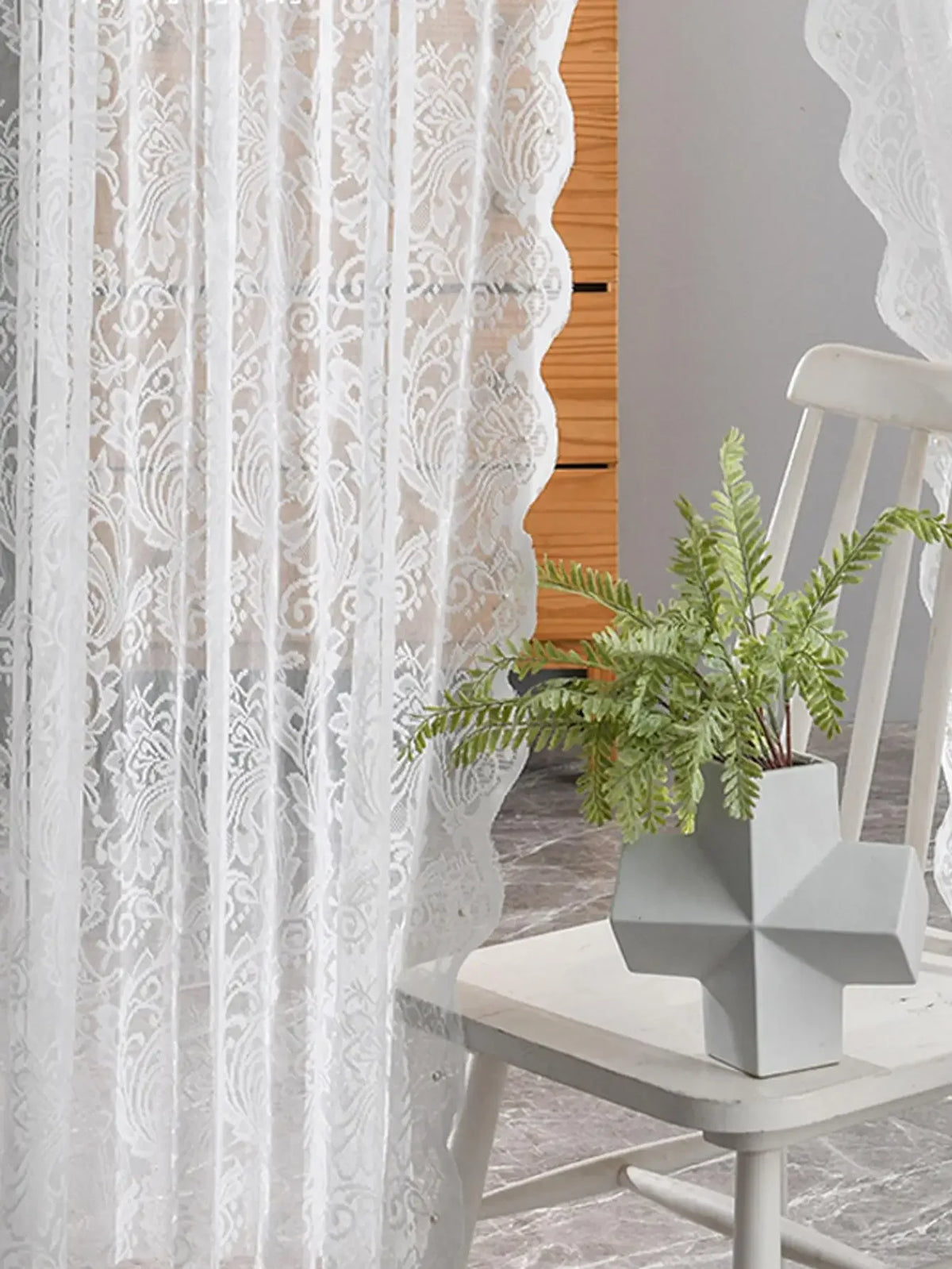 rideau blanc broderie florale transparent classique clips fenêtre français pastorale polyester