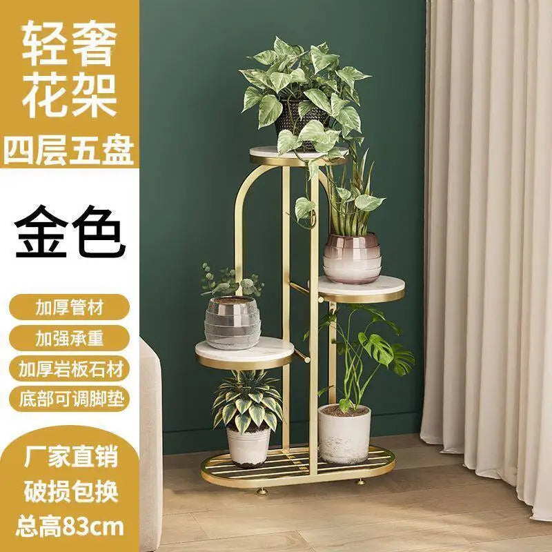étagère métal moderne support plantes intérieur extérieur doré noir blanc