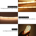 ruban led cob blanc jaune flexible haute densité 608 leds 10mm pcb adhésif