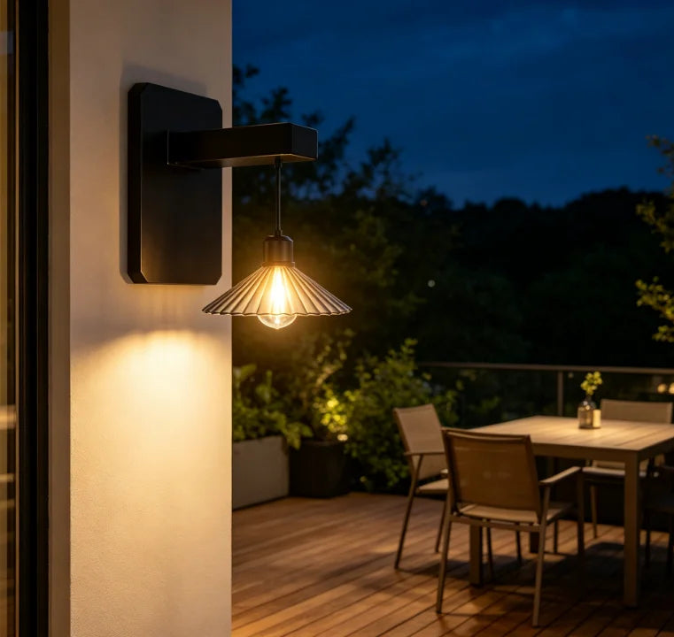 lampe murale moderne noire plissée éclairage d'ambiance extérieur étanche ip65