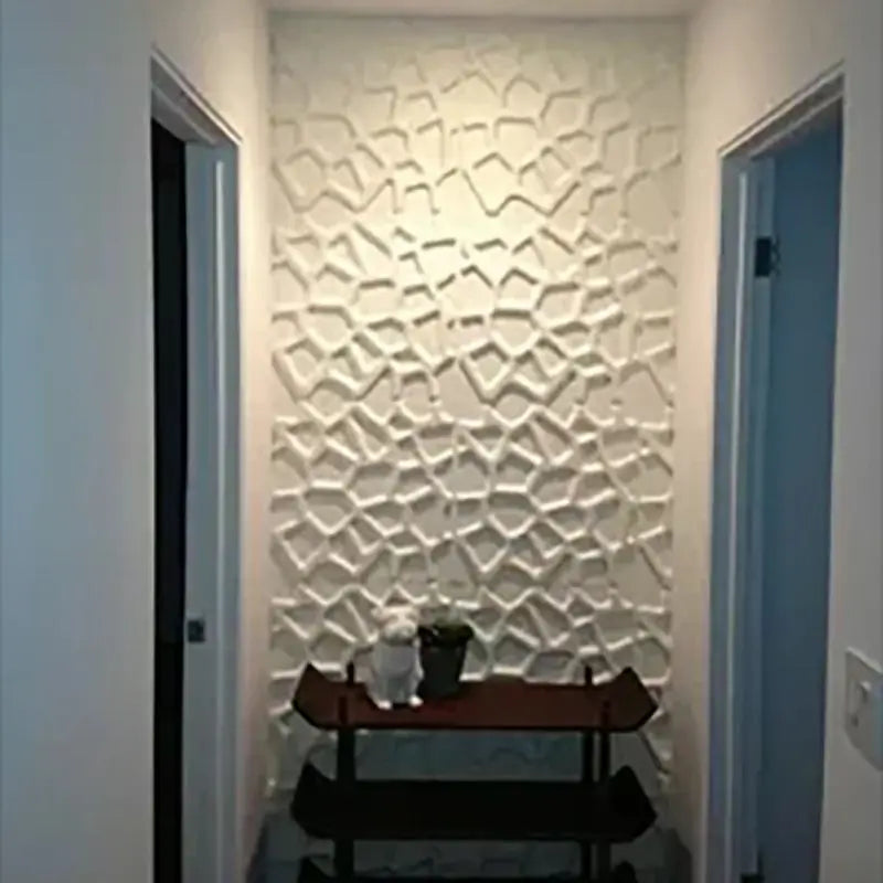 panneau decoratif mural blanc motif geometrique relief moderne adhesif salle bain salon chambre
