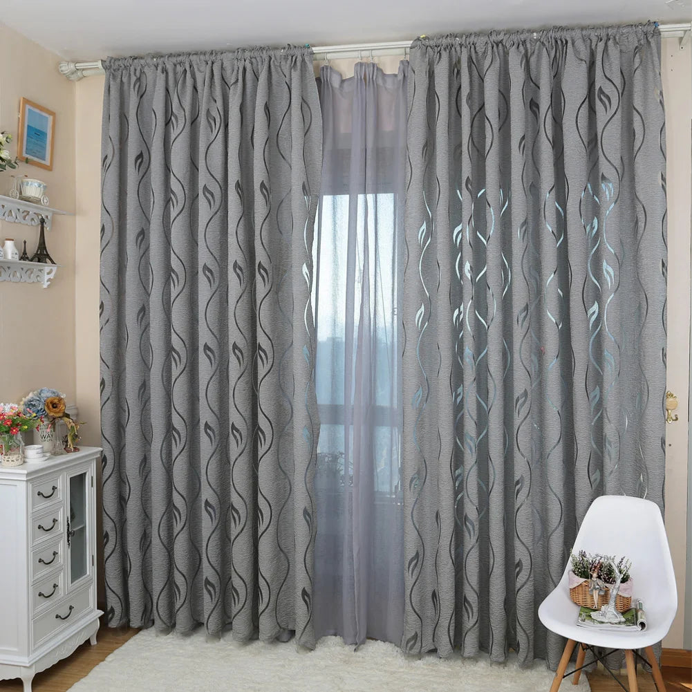 rideau jacquard gris moderne motif vagues polyester opacité inclusion bureauhôtelmaisoncafé