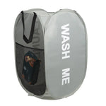 panier linge noir gris moderne réutilisable polyestère wwash me laundary imprime poignées multifonction salle