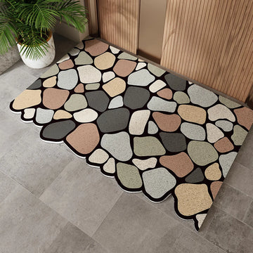 tapis sol porte d'entrée extérieur effet pierre granit moderne imperméable antidérapant gris beige
