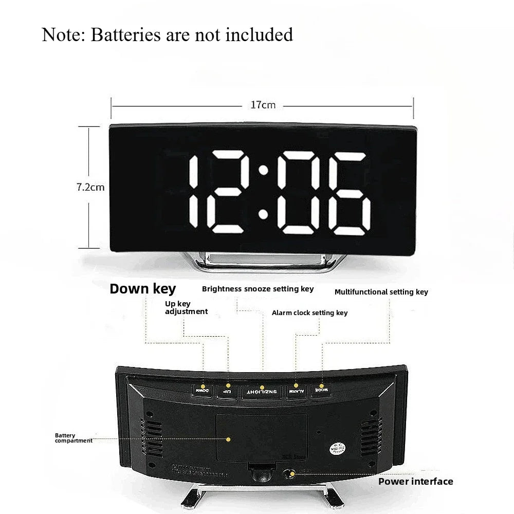 horloge électronique moderne alarme digitale table calendrier luminoire LED noir rouge vert