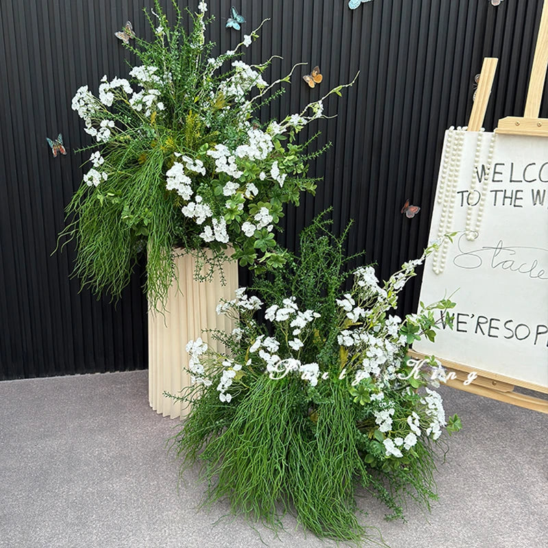 décoration maison naturelle composition florale artificielle feuilles fleurs vert blanc rose rustic styleextérieurintérieur