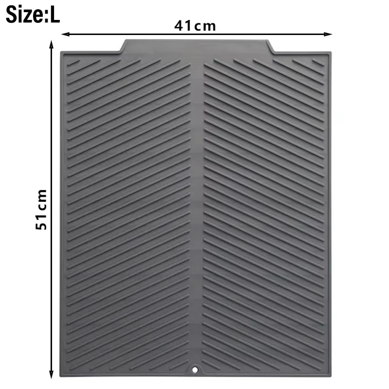 tapis silicone gris moderne rayures diagonales cuisine antidérapant respectueux environnement filtration eau protection vaisselle