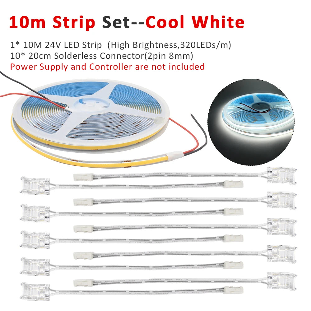bande led cob 24v blanc chaud naturel froid 3000k 4000k 6000k moderne automatique capteur
