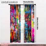 rideau moderne graffiti multicolore polyester 29.53x65.35in 41.34x90.55in decoration fete famille abstraite