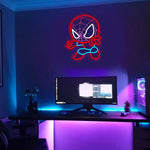 lampe néon spiderman rouge bleu blanc contour lumineux toile araignée interrupteur usb chambre enfant