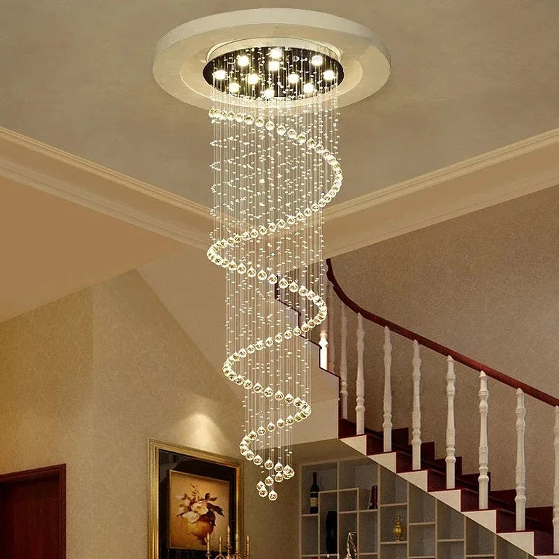 suspension lumineuse spirale transparente moderne sans remote lumière chambre salon