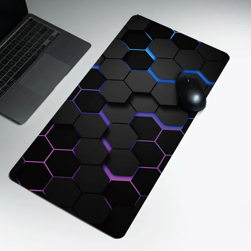 tapis souris gaming hexagonal noir bleu violet moderne organiser souris clavier éléments