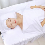 serviette spa capuche velours doux coussin intégré rose gris bien être relaxation