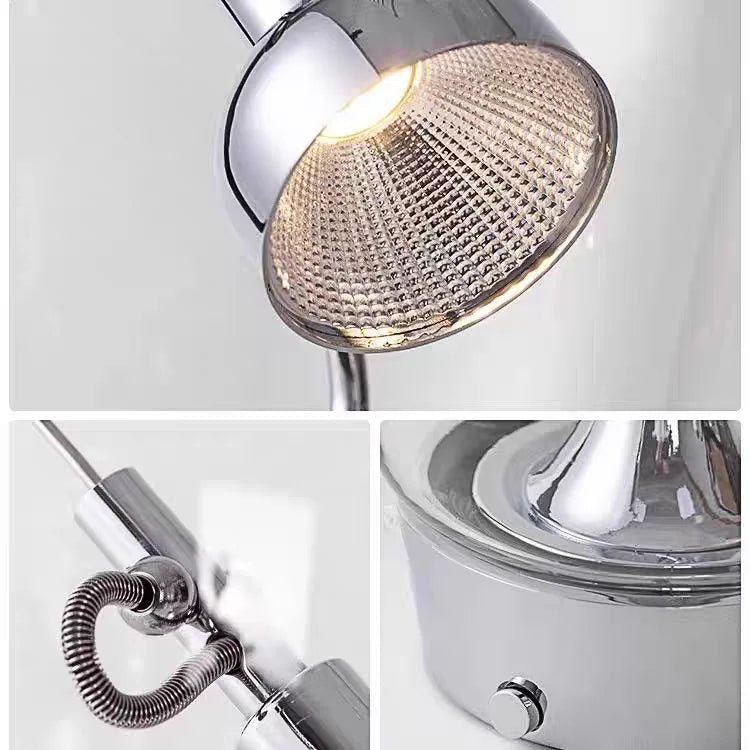 lampe table transparente industrielle abat jour texturé base métal argenté led chambre