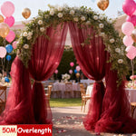 tissu mousseline soie rouleau 50mètres transparent rouge profond blanc décoration mariage
