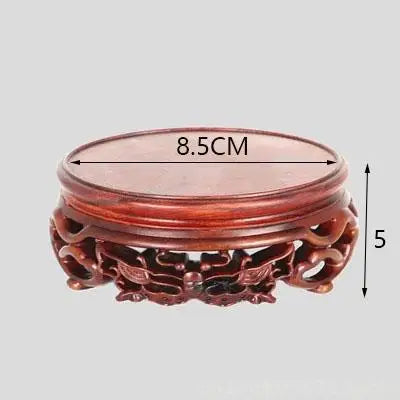 support bois sculpté motifs floraux artisanal decor maison marron foncé tranchant deco vase pot