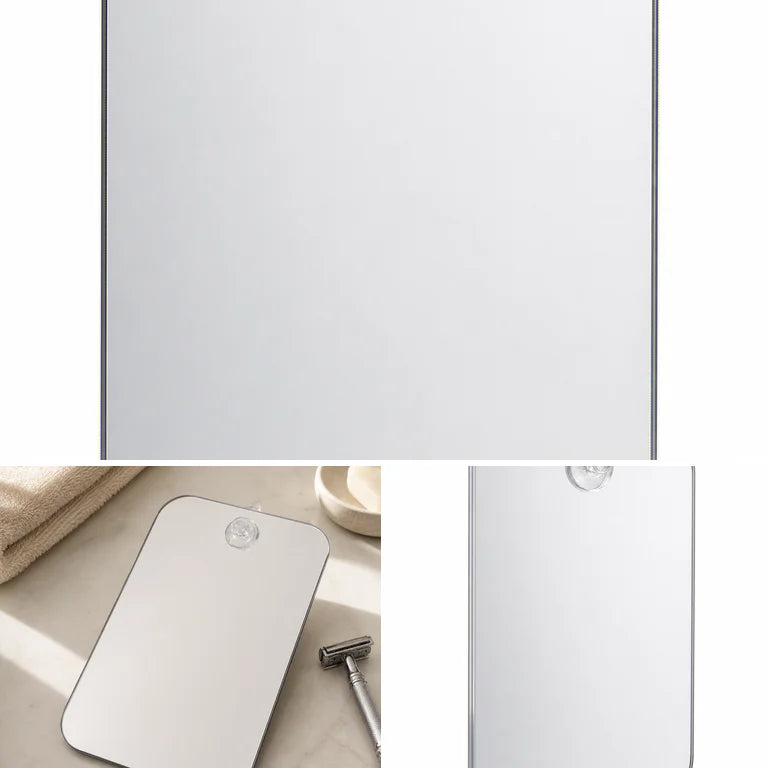 miroir moderne ventouse argenté portable transparent rasage pouces utilitaire