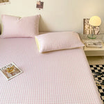 drap lit carreaux blancs rose clair vert clair coton polyester classique lit oreillers tapis