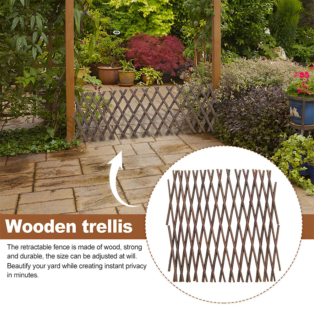 treillis bois naturel rustique support plantes grimpantes decoration jardin extensible tige ciselée brun foncé