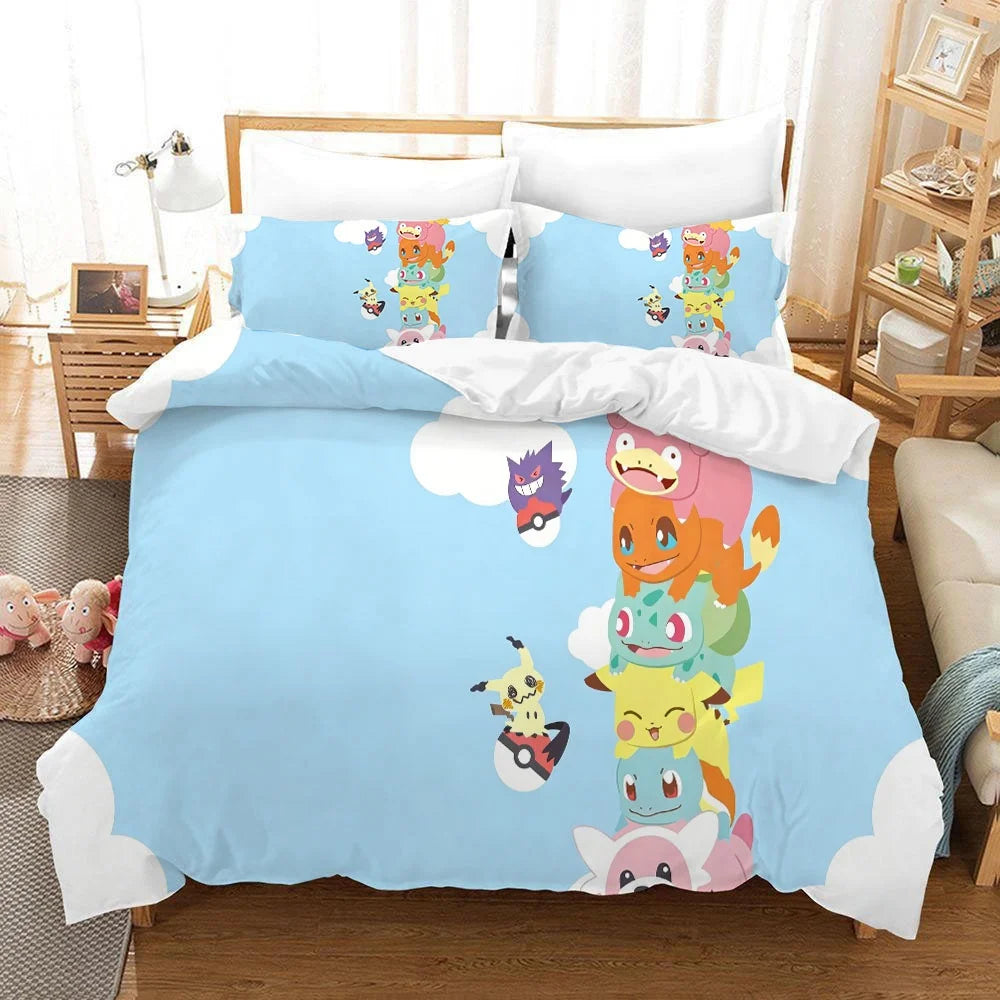 Housse de couette Pokemon bleue pour fille