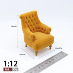 fauteuil miniature blanc velours épais boutons classique 14+ deco maison poupée imitation salon