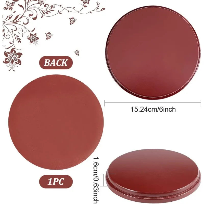 présentoir rond bois rouge foncé classique diamètre 15cm hauteur 1.6cm opaque décoratif boucles doreilles