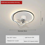ventilateur moderne sphères blanches anneaux dorés télécommande lumière led salon luxe