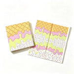 serviettes papier motifs desserts pliées rose vert jaune blanc festives anniversaire enfants transparentes