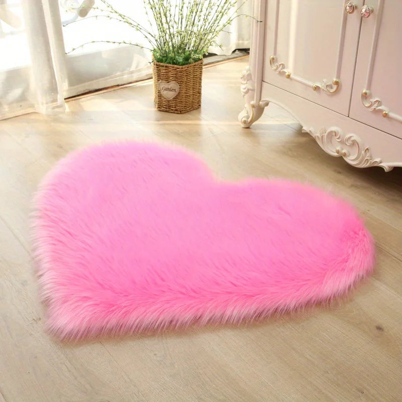 tapis peluche coeur rouge gris violet bleu moderne doux 50x60cm maison décoration chambre salon