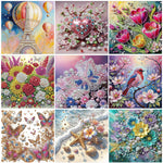 tableau décoratif fleurs coquillages art floral brillant rose violet bleu vert blanc moderne adultes
