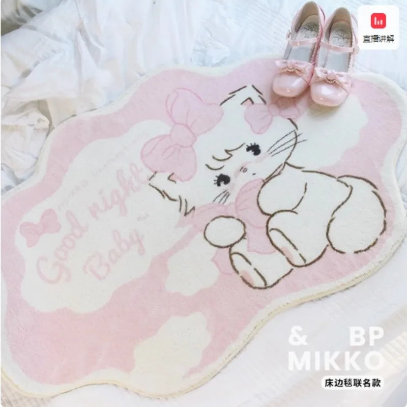 tapis rose clair blanc chaton nuages good night baby moderne chambre enfant résistant