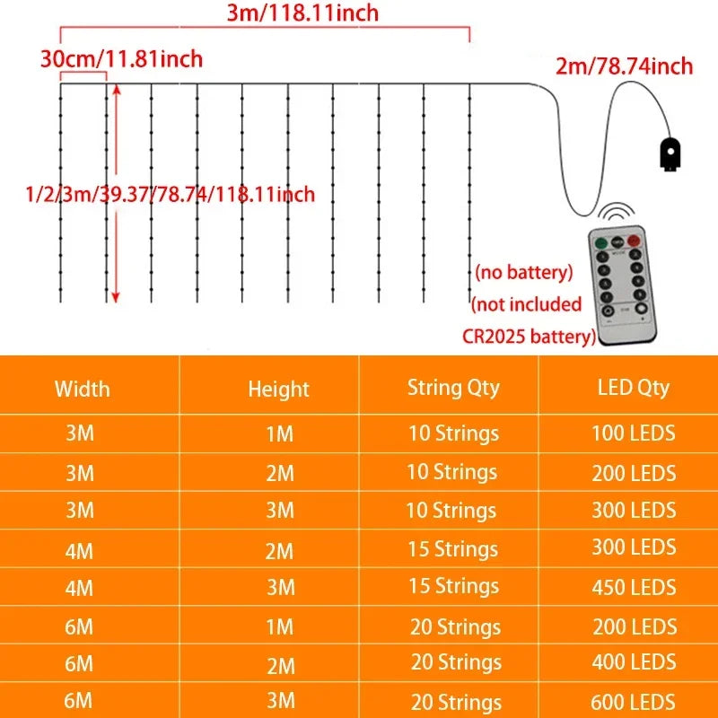rideau lumineux led blanc étoiles décoration Noël mariage fête intérieur extérieur télécommande usb